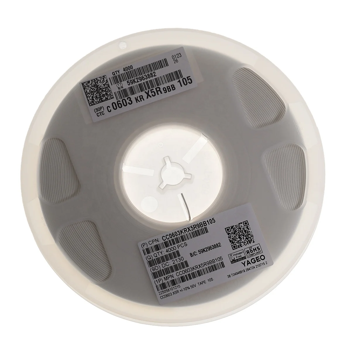 Original YAGEO SMD Ceramic Capacitor 0603 1UF 50V CC0603KRX5R9BB105