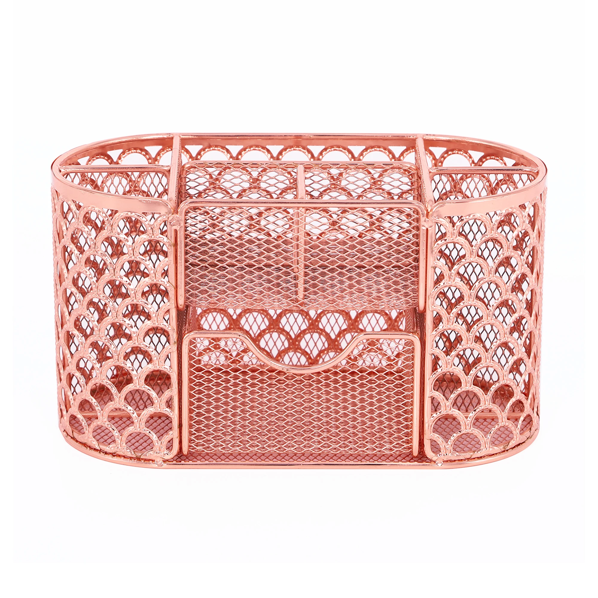 Hot sell 6 compartments mesh table rose gold desk organizer