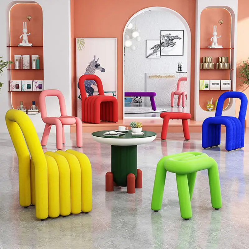 Creative Shaped Chair Leisure Backrest Velvet Living Room Side Shoe Changing Stool Simple Home Dining