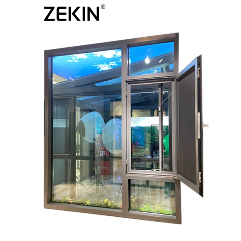 customized Double Glass Aluminum Alloy Fixed tilt and turn Window thickness Profile Aluminum Casement Windows