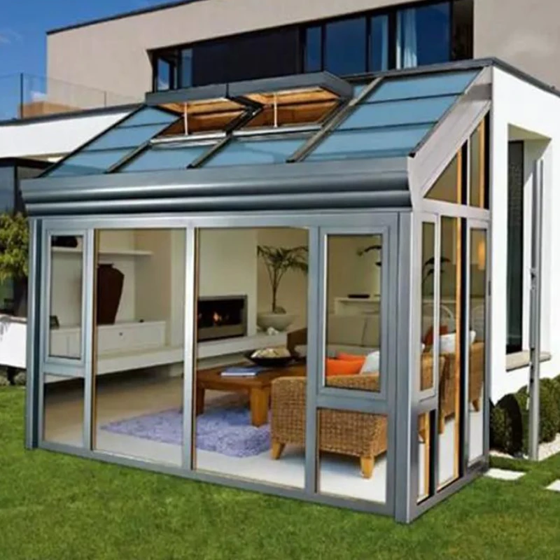 With Brand new high quality aluminum retractable pergola outdoor glass house 4 season veranda sunroom