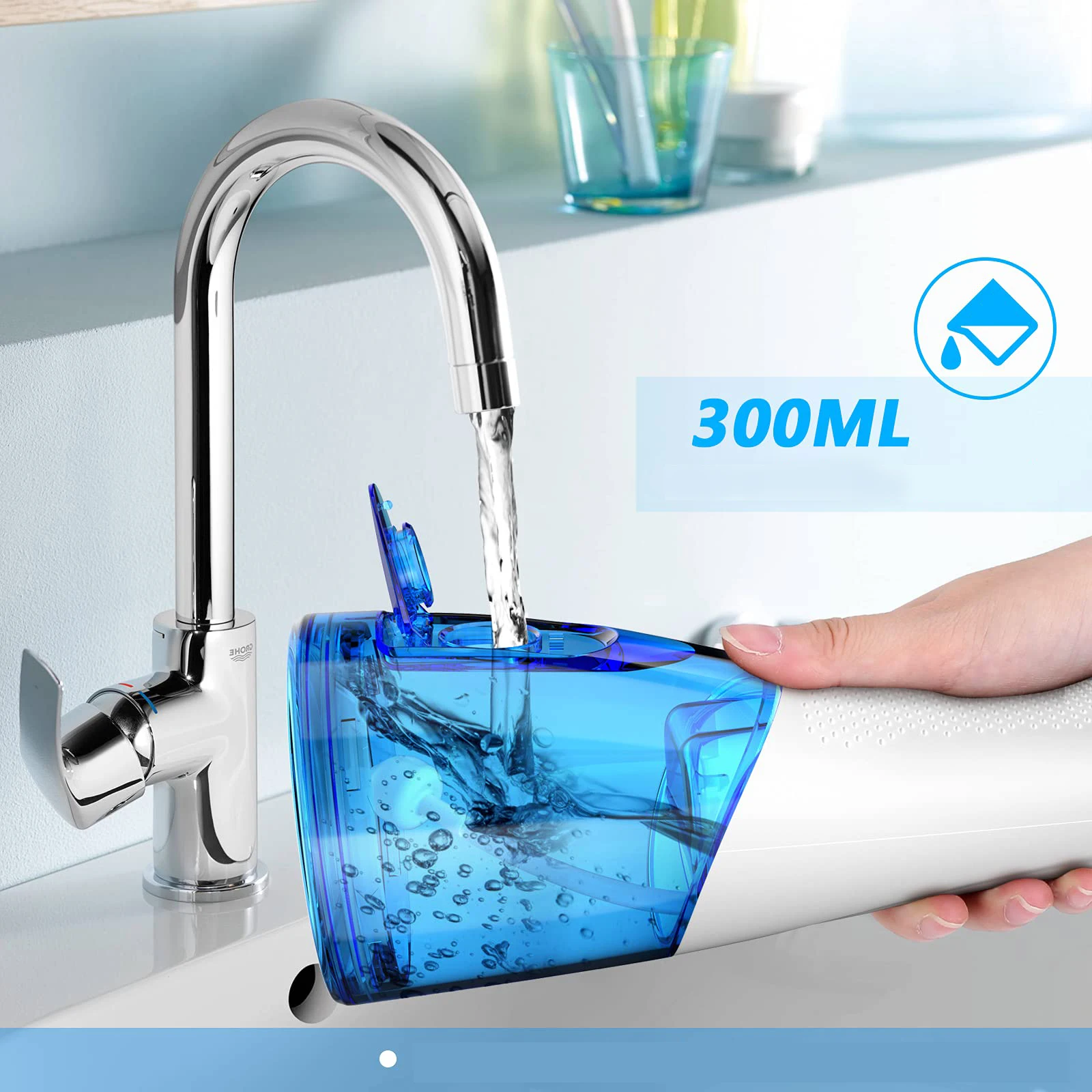 2022 OEM Portable dental water flosser cordless rechargeable oral irrigator  300ML IPX7 5 Modes dental water jet