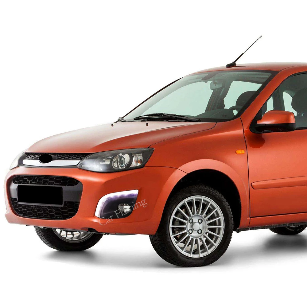 DRL For LADA Kalina 2014 2015 Front Bumper LED Daytime Running Light with Turn Signal Lights Fog Lamp