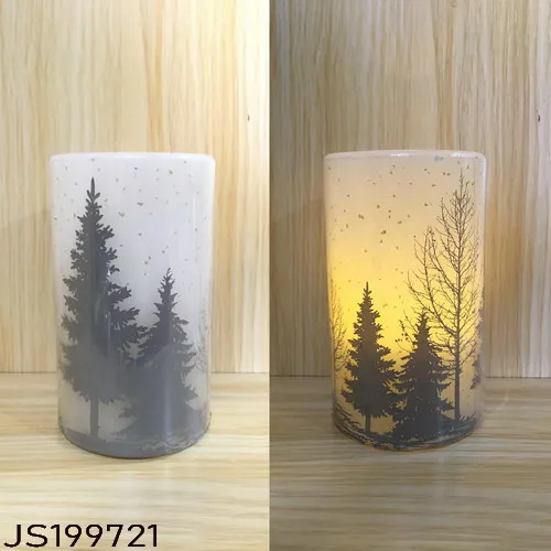 Hot Sell Christmas tree Pattern Christmas Pillar LED Candle Scented White Candle Gift Set