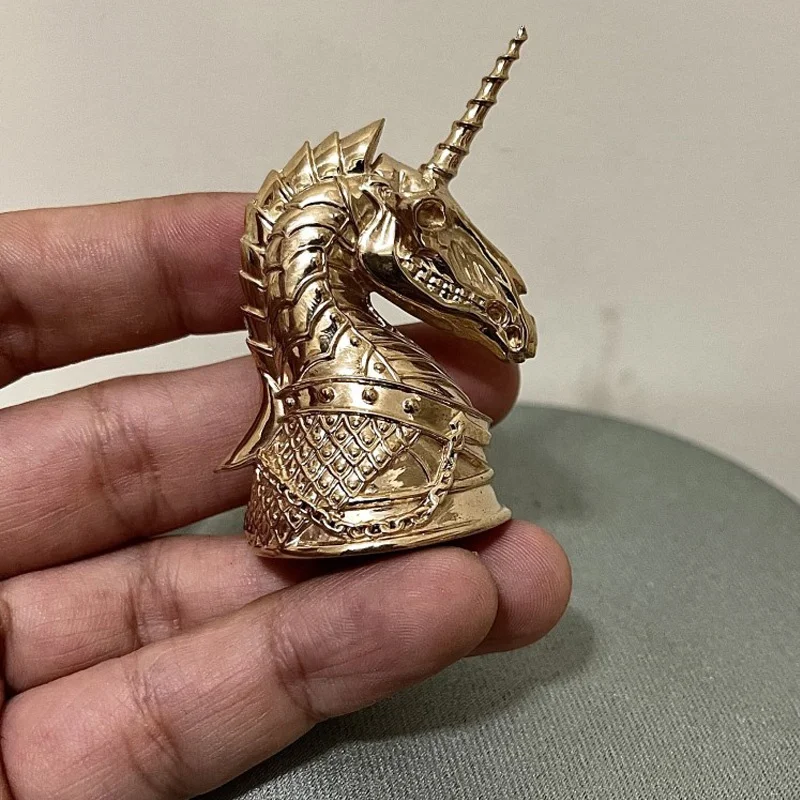 Bronze Casting Craft Gifts Modern Style Unicorn Head Figurine Modern Abstract Animal Brass Unicorn Figurine