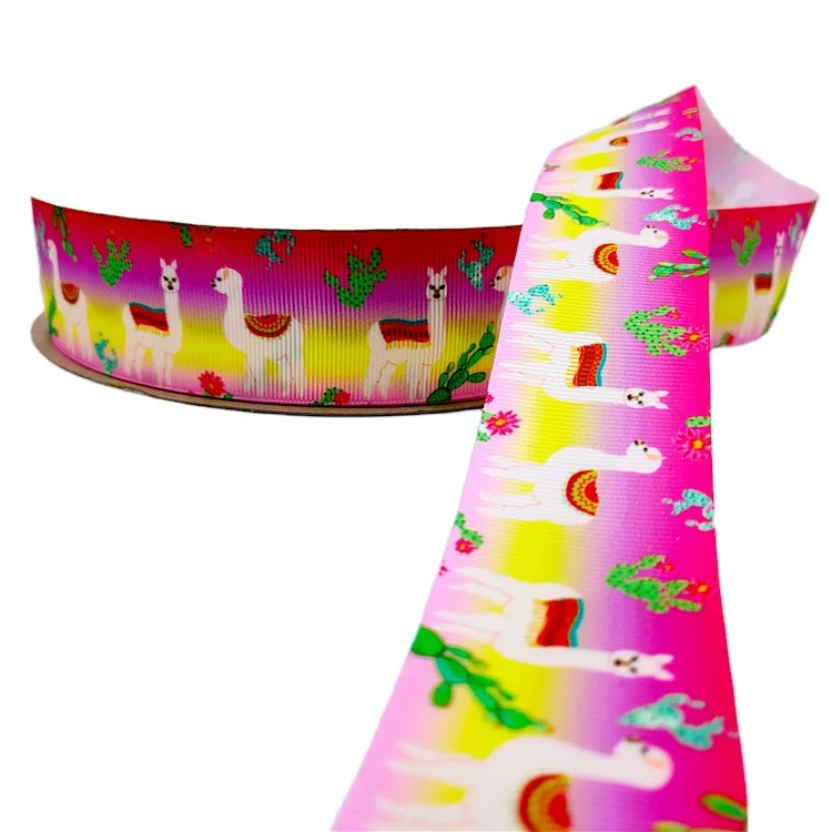 
2020 Wholesale Manufacturer Wide Cartoon Animal Heat Transfer Custom Printed Grosgrain Ribbon 