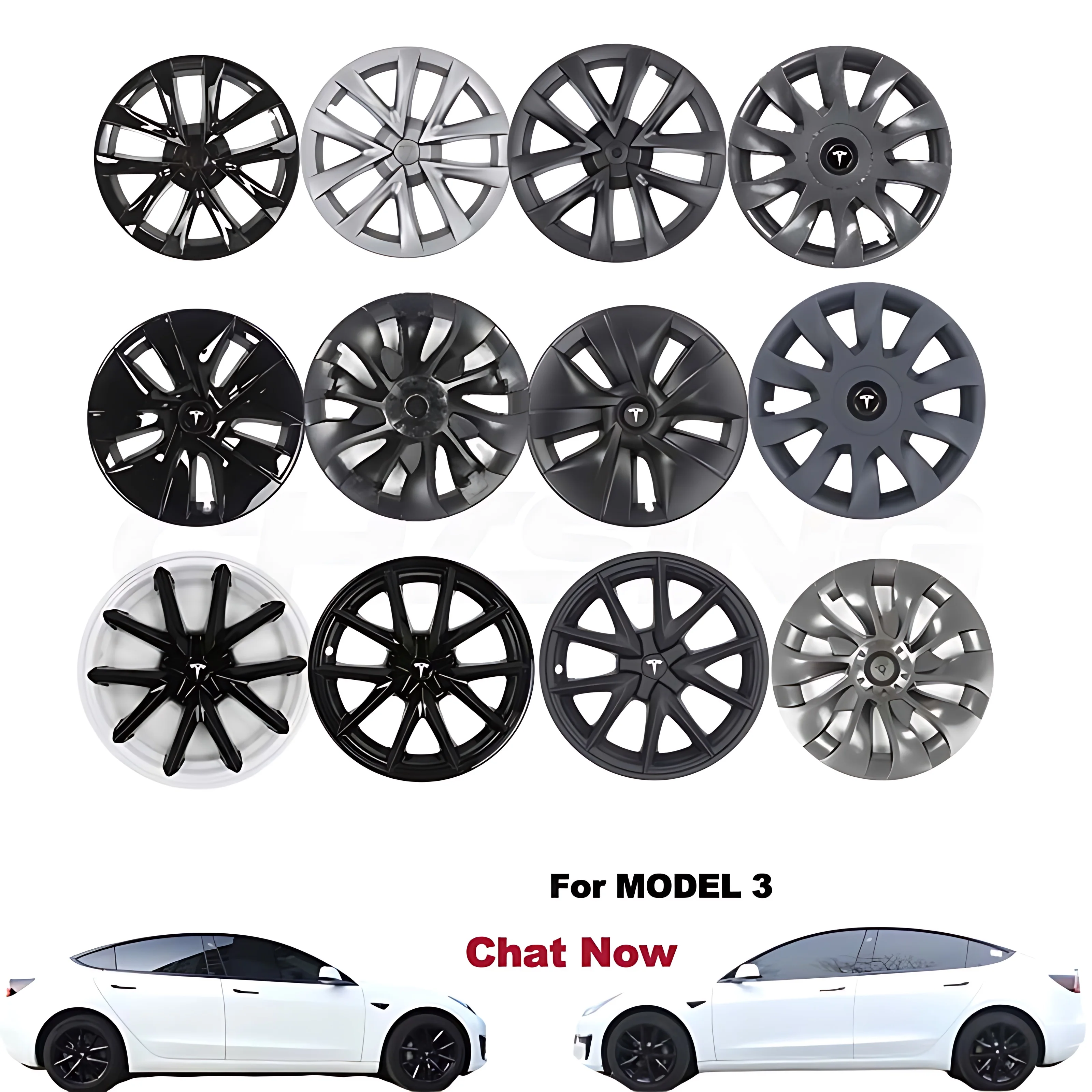 Multiple Styles Full Set 4Pcs Exterior Accessories Wheel Rim Protector Kit Hub Cap For Tesla Model 3
