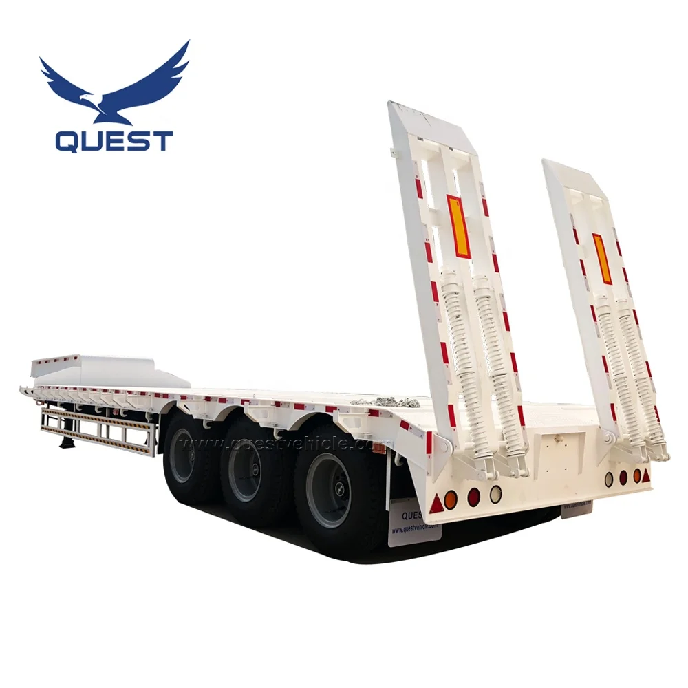 60 Tons Heavy Duty 40 Ft 3-Axles Lowbed Truck Trailer Factory Made Steel Low Loader Truck Trailers