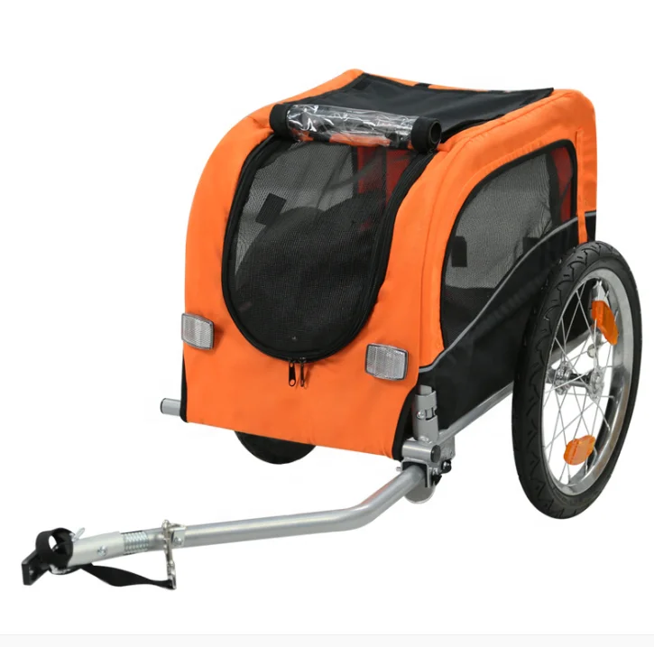 Foldable Pet Carrier Rear Bike Travel Trailer Dog Cat Covered Transporter