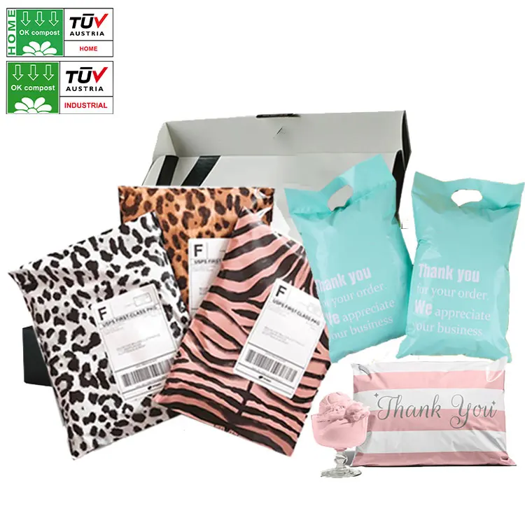 Plant Based  Eco Friendly Biodegradable Logo Design Custom Printed Mailing Clothing Shipping Envelope Corn Starch Poly Mailers