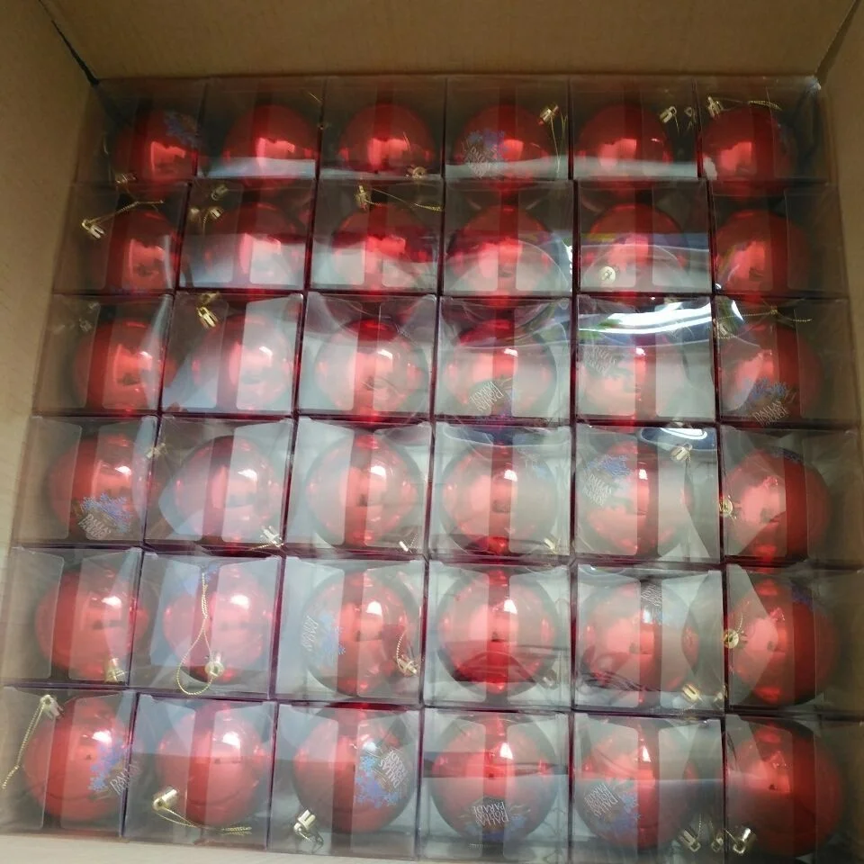 8cm custom plastic christmas ball ornament with full color printing