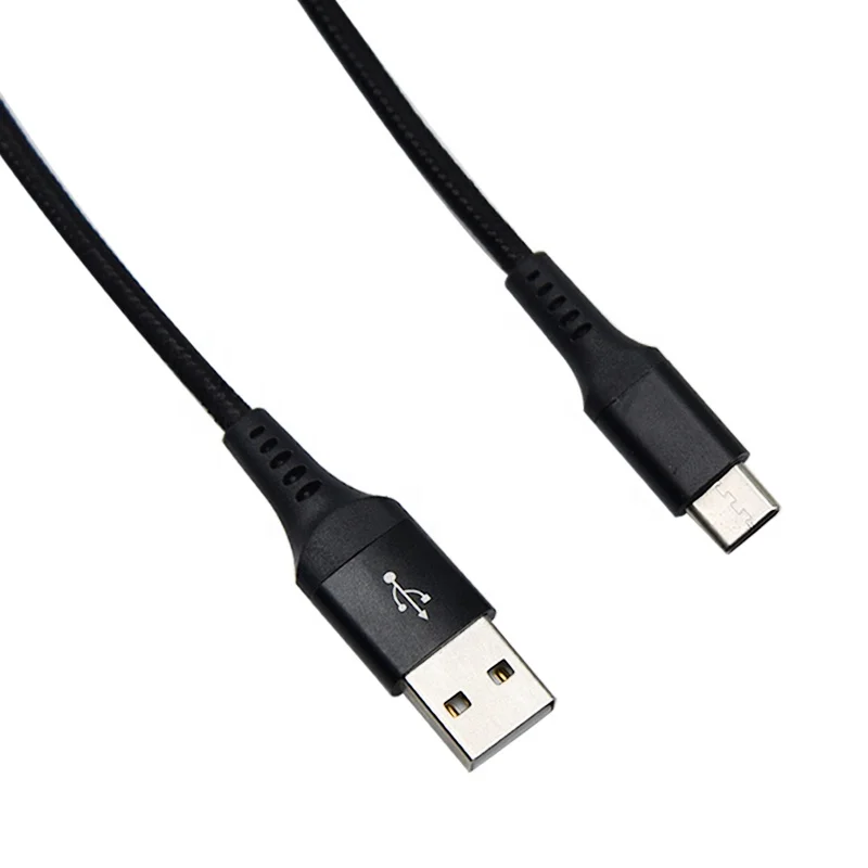  Кабель в алюминиевом корпусе с черной тканевой оплеткой USB 2 0 на Type C для быстрой передачи данных 1 м 3