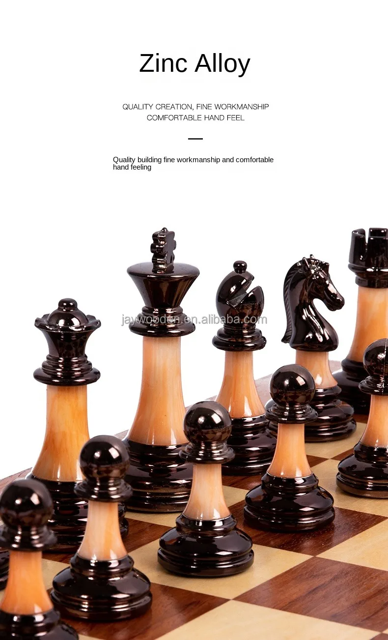 luxury Wooden Chess Set High Marble Metal Chess Pieces Custom Folding party Game chess Set Board