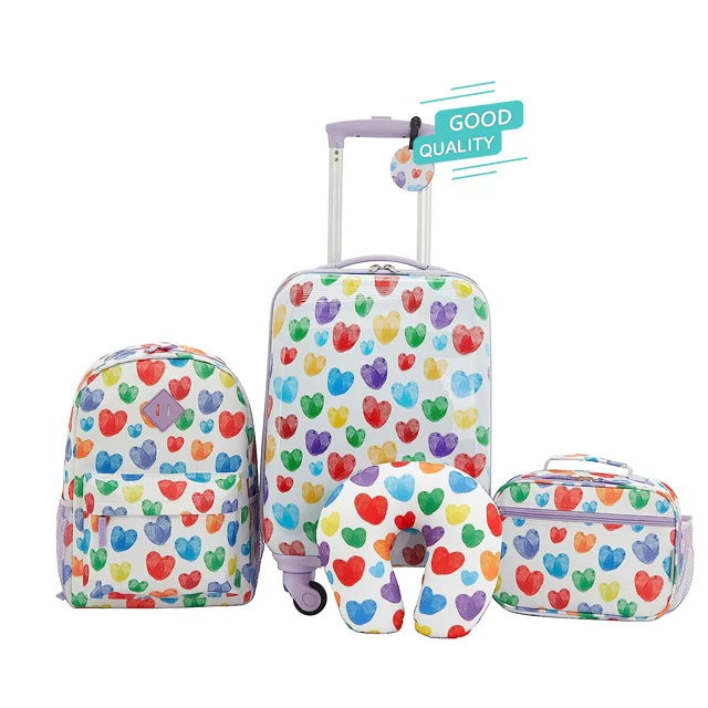 Factory Luggage Manufacturer 16inch Cute Kids Cartoon Travel Suitcase Set 4Pcs Hard Luggage Case with Spinner Wheels