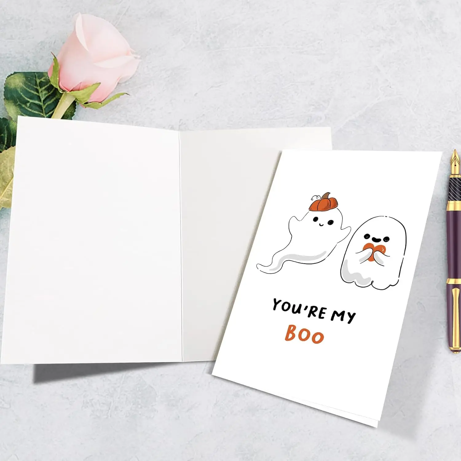 Cute Ghost Anniversary Card for Husband Wife You Are My Boo Halloween Card for Him Her Funny Valentines Day Card