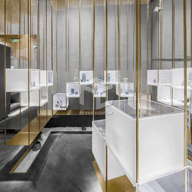 Jewelry display showcase cabinet glass jewellery shop counter equipment decorations design retail store furniture
