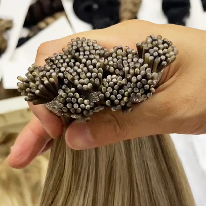 100% Virgin Russian Remy Full Length Human Hair 0.5g 0.8g 0.9g 1g Stick Tip Keratin Pre bond I Tip Hair Extensions Wholesale