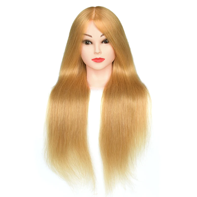 
24 inch Honey Blonde light colors cosmetology mannequins 100% Real Human Hair salon Practice Hairdresser Training Mannequin Head 