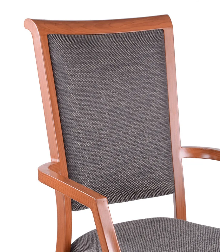 stackable modern aluminum wood look grain banquet armrest dining chair