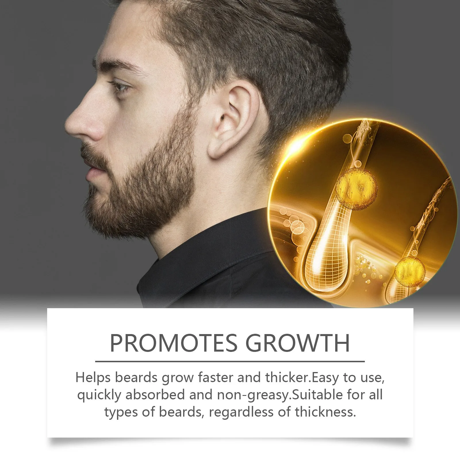 30ml Pure Moroccan Argan Oil Deep Absorption Beard Growth Serum with High Nutrients OEM Private Label Men Beard Care