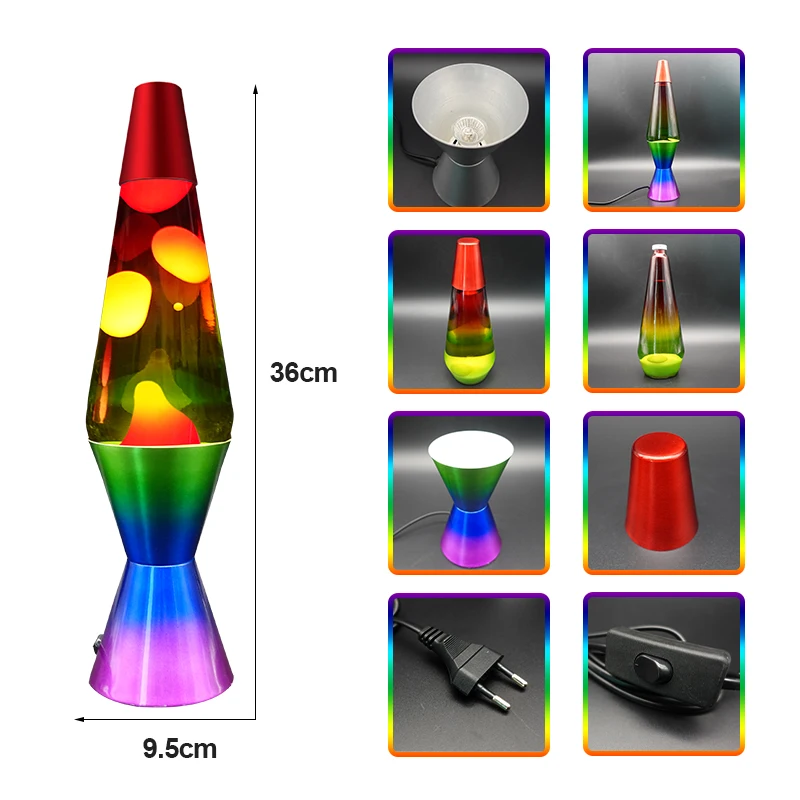 J&R Colorful rocket lamp home decors Lava Night Light Solid Silver Base Lamp Wax Liquid Soft Relax