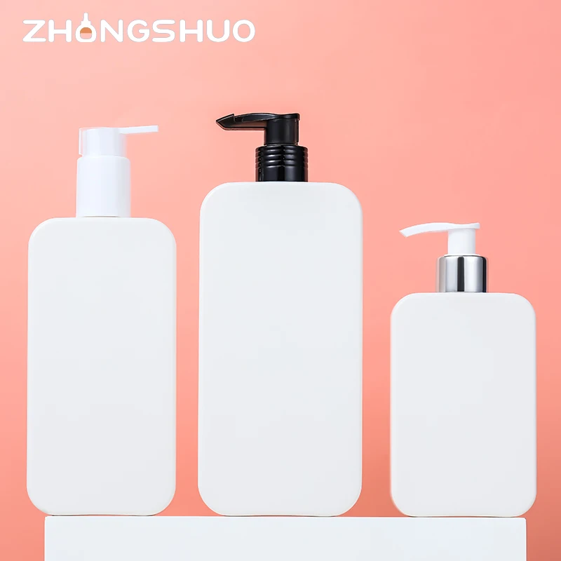 luxury cosmetic 500ml plastic shampoo bottles white foam lotion bottle 250ml 350ml pe bottle with pump head for body skincare