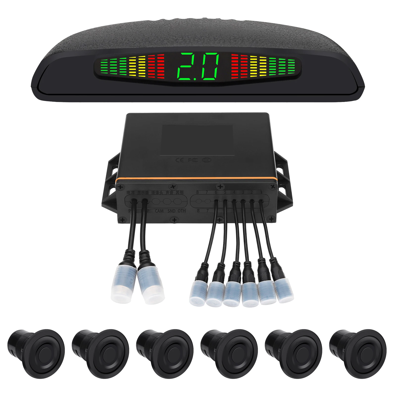 6 sensor buzzer warning alarm parking sensor system 24V truck reversing radar parking assist system truck parking radar