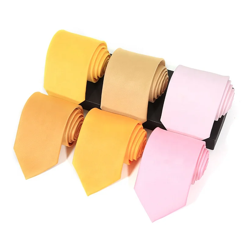 Wedding Cravat  For Men Solid Colors Necktie Gold Tie For Men