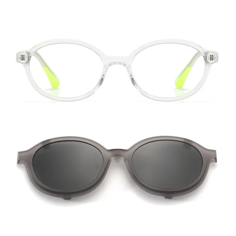 DM5359 New Arrivals Retro Oval Kids Blue Light Blocking Glasses Frame Polarized Clip on Sunglasses Shades