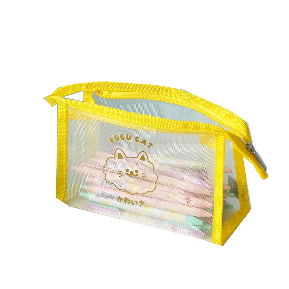 large space transparent mesh pen or pencil bags