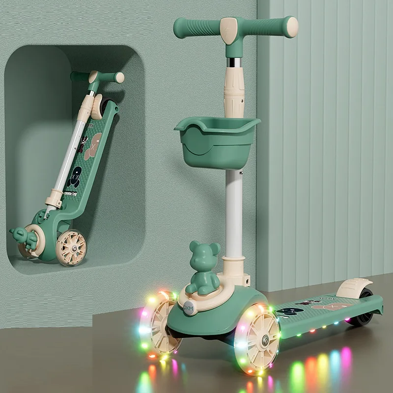 Kids Scooter With Seat Flash Children Kick Scooter With Led Lights For Kid Wheel Flash Wheel Kick Scooter Wholesale