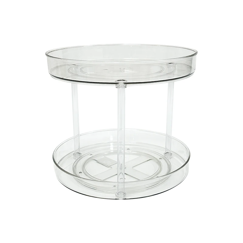 Two Layers Round Kitchen Turntable Organizer Decorative lazy susan Rotating Plastic Kitchen Organizer