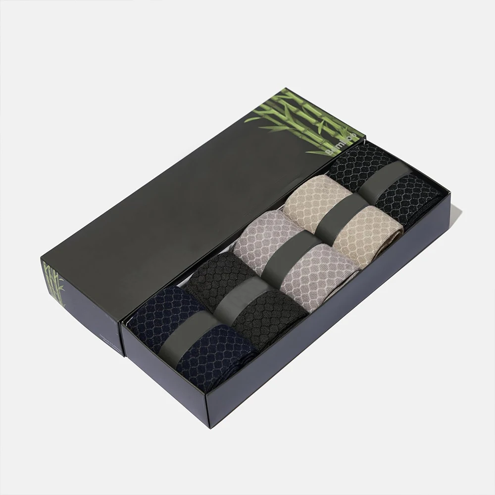 OEM Factory Premium Rayon Bamboo Dress Socks 6 Pairs with Gift Box High Quality Seamless Comfortable Crew All Season Logo Design