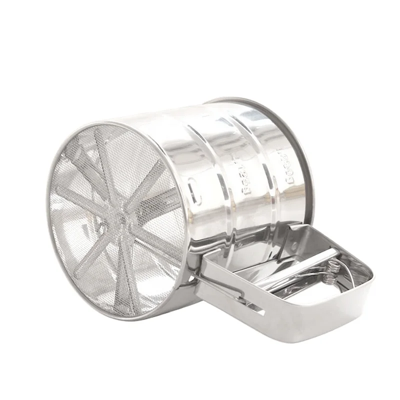 Коммерческий большой емкости экономит усилия Круглый ручной форма чашки ротационный пресс ручка ручного сито из нержавеющей стали для просеивания муки