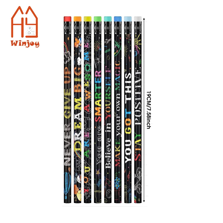 Cute Welcome Back to School HB Pencils with Eraser, School Stationery for Kindergarten Preschool Classroom Reward Gifts Pencil