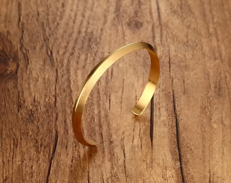 Модный простой браслет с гравировкой для мужчин и женщин индивидуальный из нержавеющей стали цвета розового золота/серебра подарок