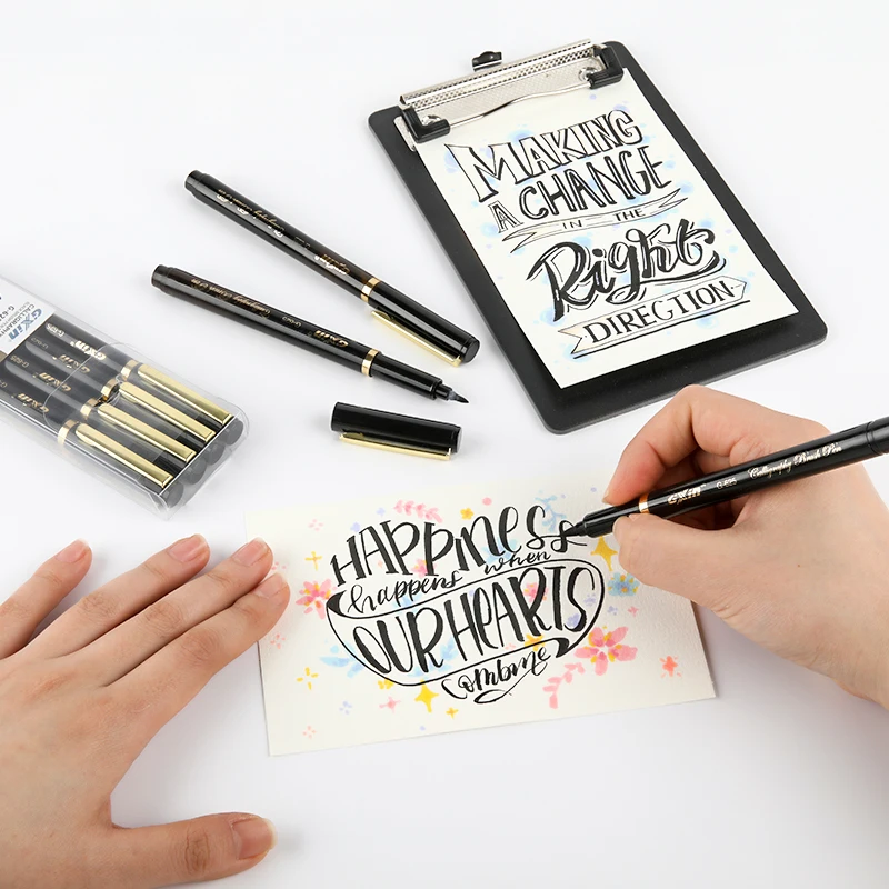 GXIN 4pcs/set hot sell calligraphy brush pen waterproof hand lettering beginners art marker supplier price calligraphy markers