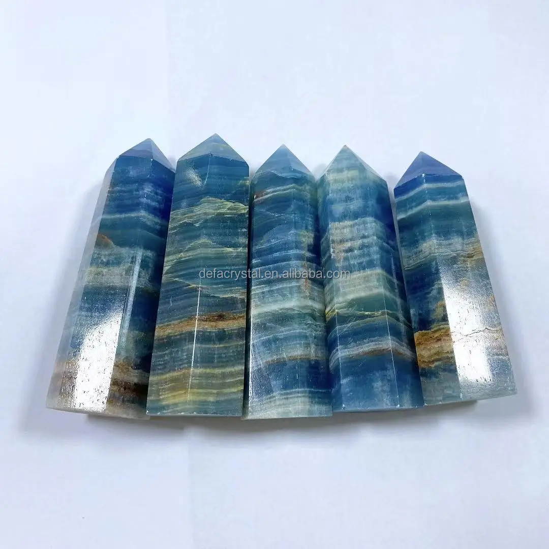 
Wholesale Polished Point Crystal Blue Onyx Tower Blue Onyx Point For Decoration 