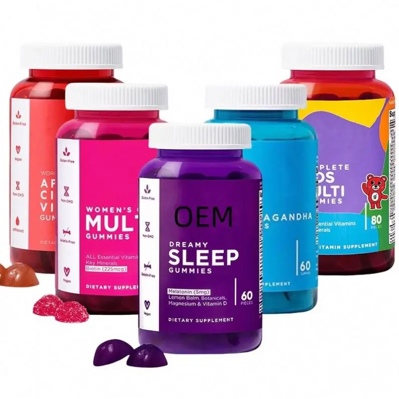 OEM Ashwagandha Apple Cider Vinegar ACV Sleep Immune Kids Multi Vitamin SuperFruits SuperGreen Women Multivitamin Gummies