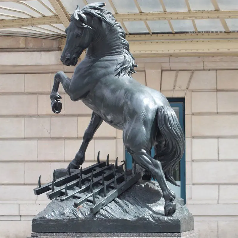 Outdoor entrance decoration giant copper brass horse statue antique bronze roaring horse sculpture