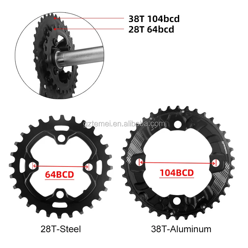  Звездочки для горного велосипеда PROWHEEL 64BCD 104BCD двойная звездочка колеса 26T 28T 36T