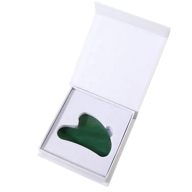 Natural Green Crystal Facial Scraping Massage Tool Aventurine Jade Guasha Stone With Box