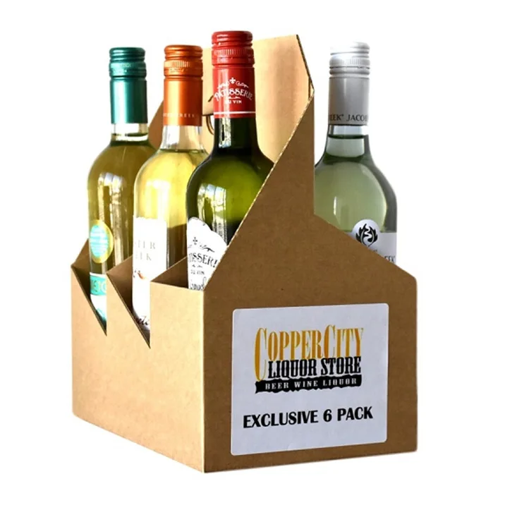 Beverage Drink Packaging Cup Holder Corrugated Paper Bear Wine Take Away Packaging Coffee Boxes