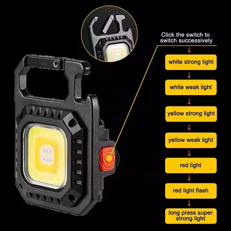 Hot Sale USB Type-c Rechargeable Mini Pocket Keychain Light Torch Portable Key Chain Flashlight For Gift Promotion