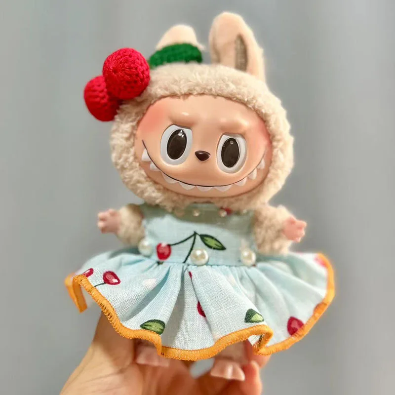 Cute Dress Outfit Clothes only 17cm Labubu Chill Toy Cloth labubu macaron Shirt Set Stuffed Plush Toys labubu suit only cloth