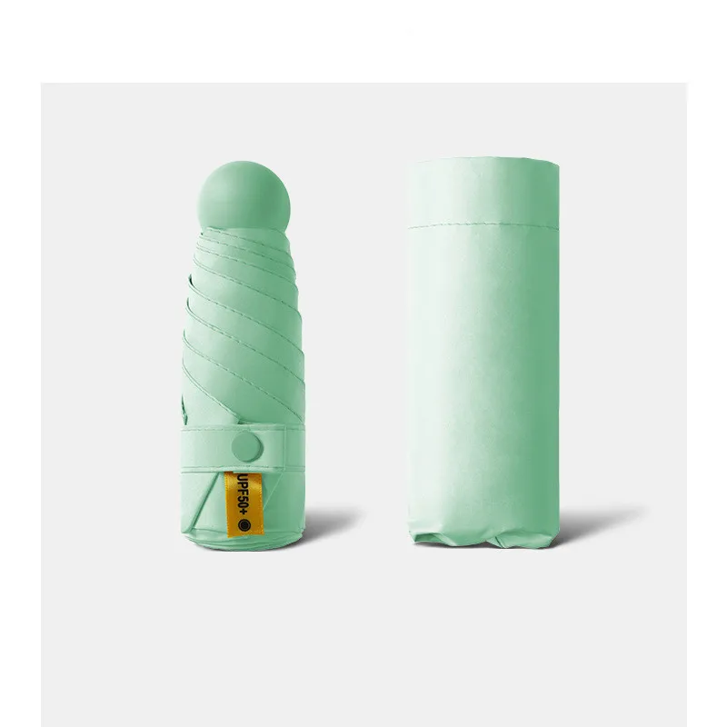 SD Custom Mini Portable Pocket Capsule Case Umbrella 5-Fold Anti UV Protection with Manual Control for Travel Adults