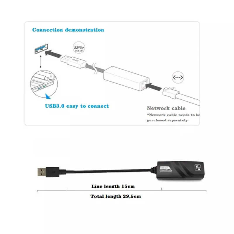  USB 30 проводные сети LAN 10/100/1000 Мбит/с PC компьютер usb 3 0 для RJ45 Gigabit Ethernet