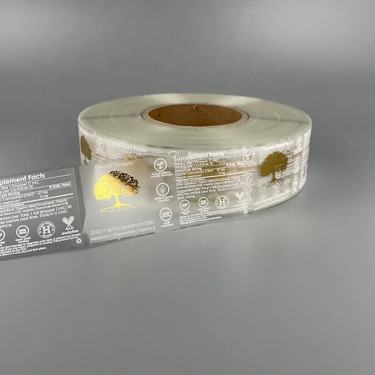 Custom Clear Label Essential Oil Bottle Label Cosmetic Sticker With UV Printing Cosmetic Transparent Sticker With Spot UV