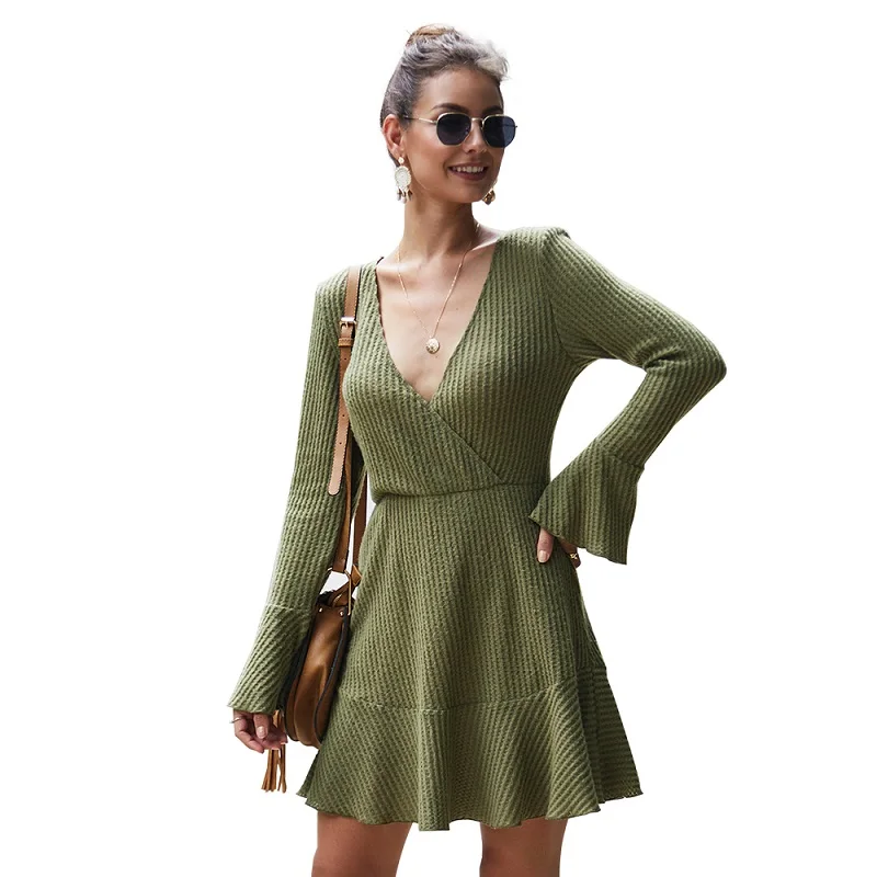 2022 casual dresses custom clothing autumn winter knit dress casual cotton dresses plus size