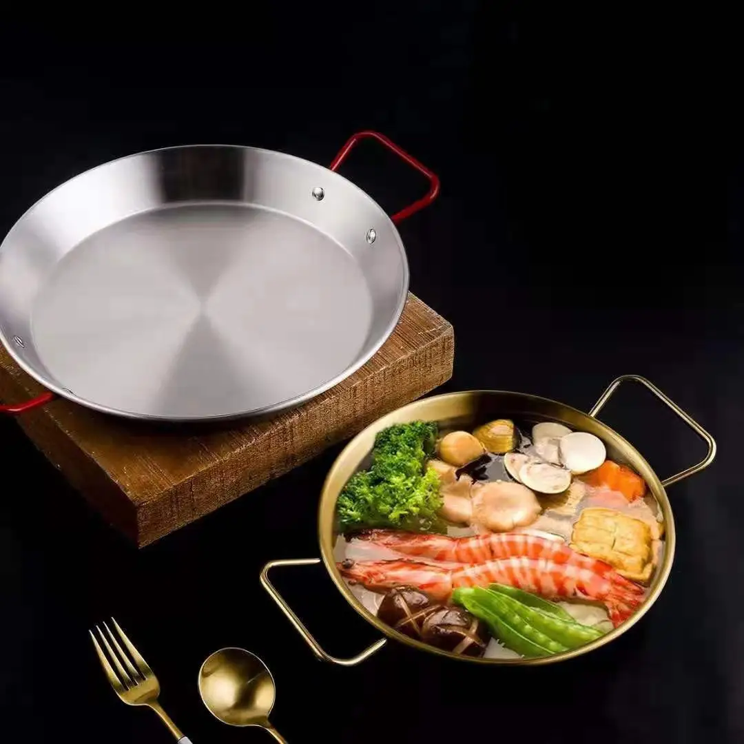 New HOT SALE Korea quality frying pan stainless steel spanish seafood lobster dish paella pans
